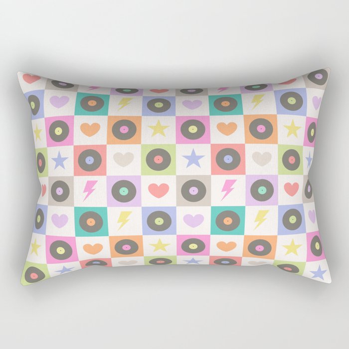 Colorful Checkerboard 80s - Pastel Colors Rectangular Pillow Gallery Image 2
