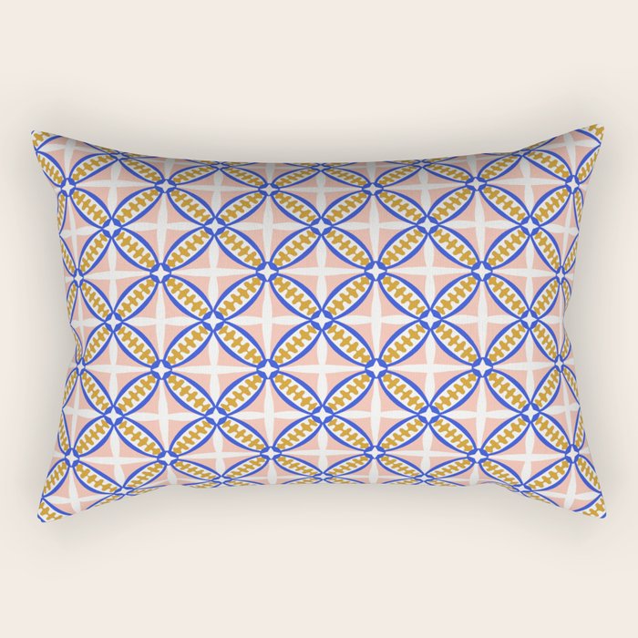 Palm Springs Orchid Tile - Pink and Cobalt Rectangular Pillow Gallery Image 1