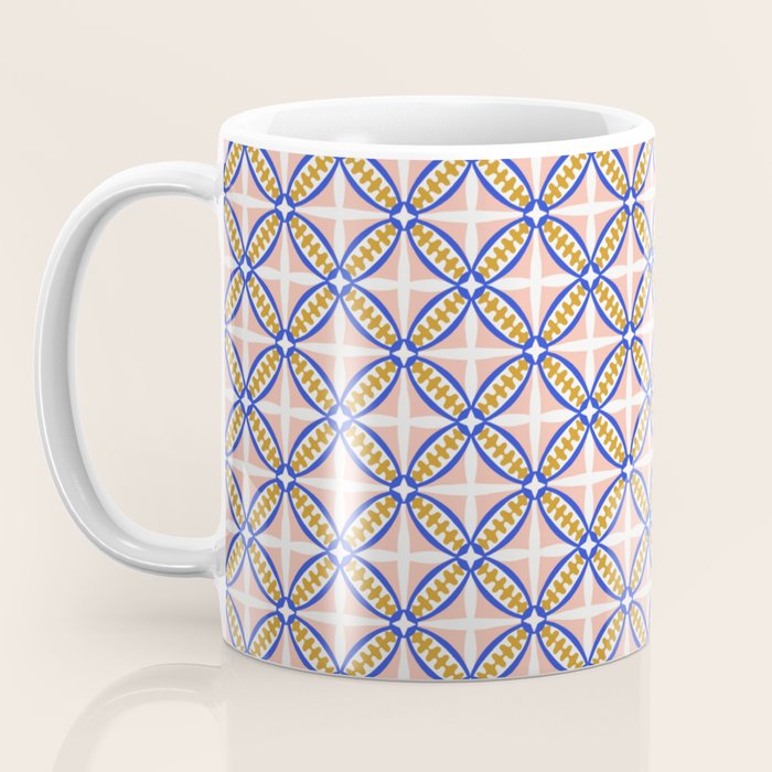 Palm Springs Orchid Tile - Pink and Cobalt Coffee Mug Gallery Image 3