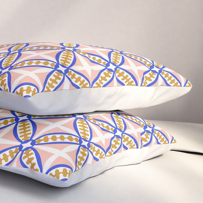 Palm Springs Orchid Tile - Pink and Cobalt Pillow Sham Gallery Image 3