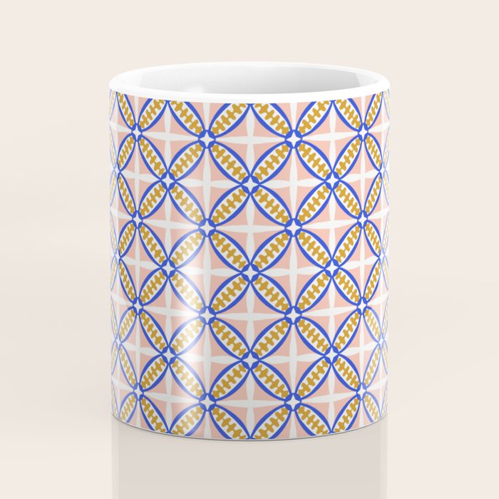 Palm Springs Orchid Tile - Pink and Cobalt Coffee Mug Gallery Image 4