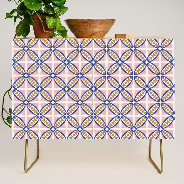 Palm Springs Orchid Tile - Pink and Cobalt Credenza Gallery Image 1