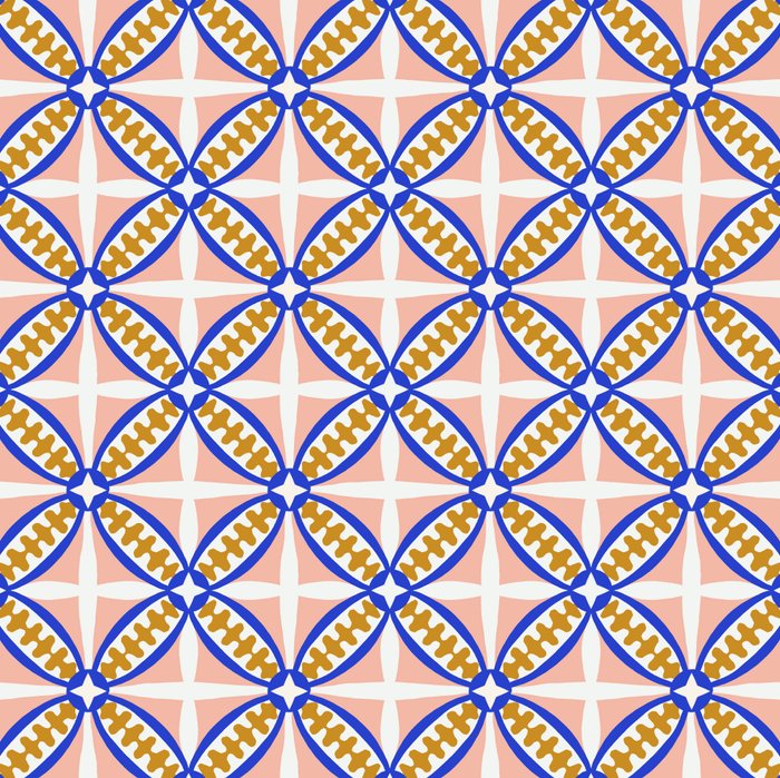 Palm Springs Orchid Tile - Pink and Cobalt Coffee Mug Gallery Image 2