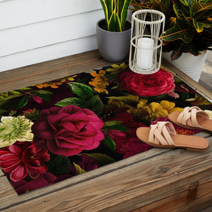 Vintage & Shabby Chic - Mystical Night Roses Bouquet Outdoor Rug Gallery Image 2