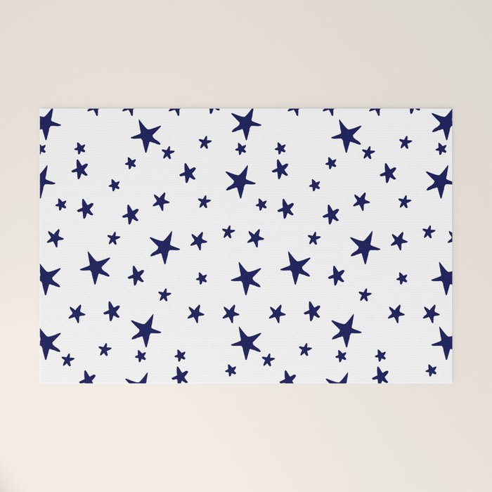 Stars - Navy Blue on White Welcome Mat Gallery Image 1