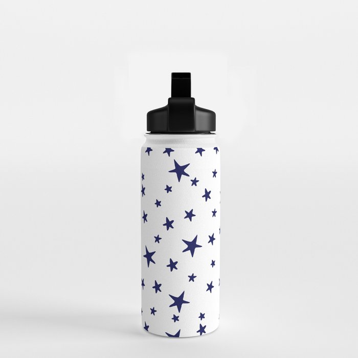 Stars - Navy Blue on White Water Bottle Gallery Image 2