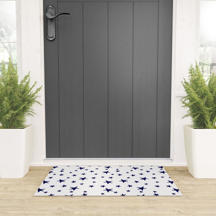 Stars - Navy Blue on White Welcome Mat Gallery Image 3