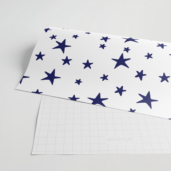 Stars - Navy Blue on White Wrapping Paper Gallery Image 2