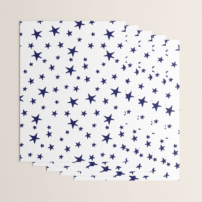 Stars - Navy Blue on White Wrapping Paper Gallery Image 3
