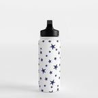 Stars - Navy Blue on White Water Bottle Gallery Image 3