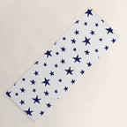 Stars - Navy Blue on White Yoga Mat Gallery Image 1