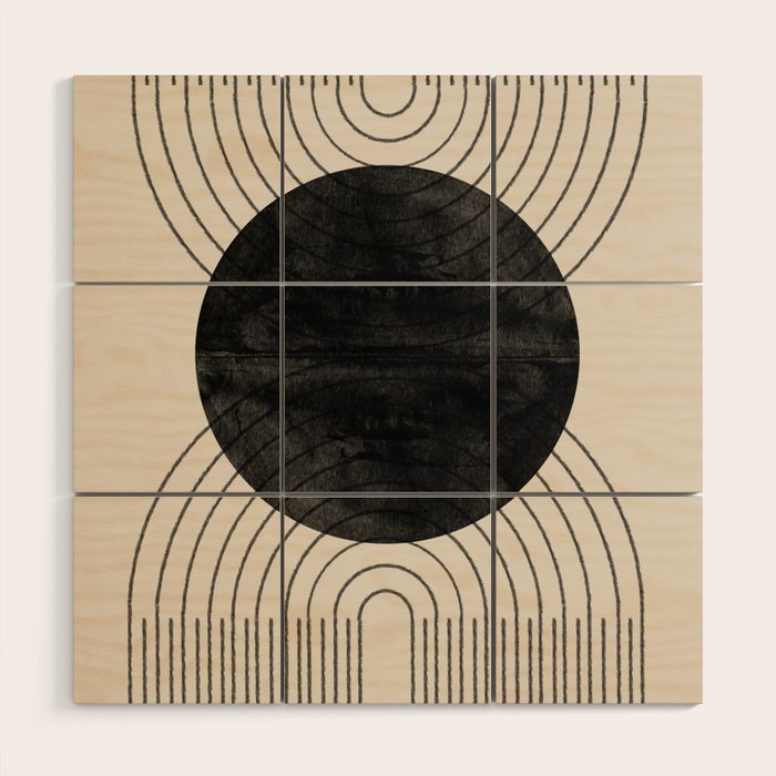 Black Geometric Arch Wood Wall Art Gallery Image 1