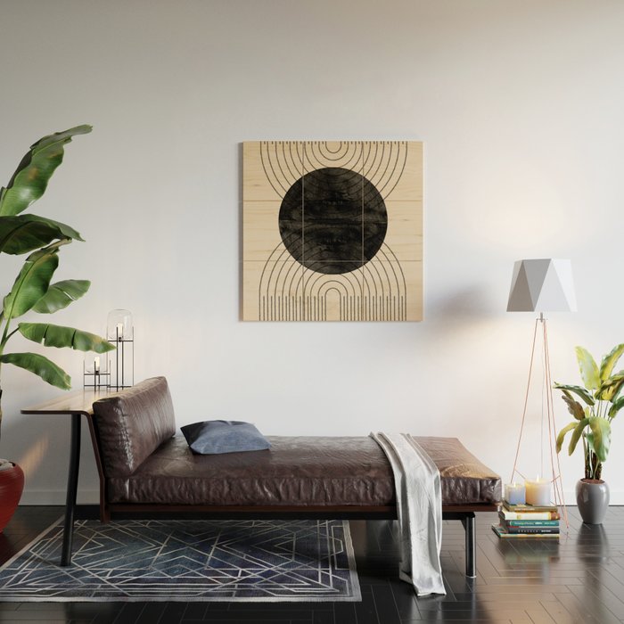 Black Geometric Arch Wood Wall Art Gallery Image 2