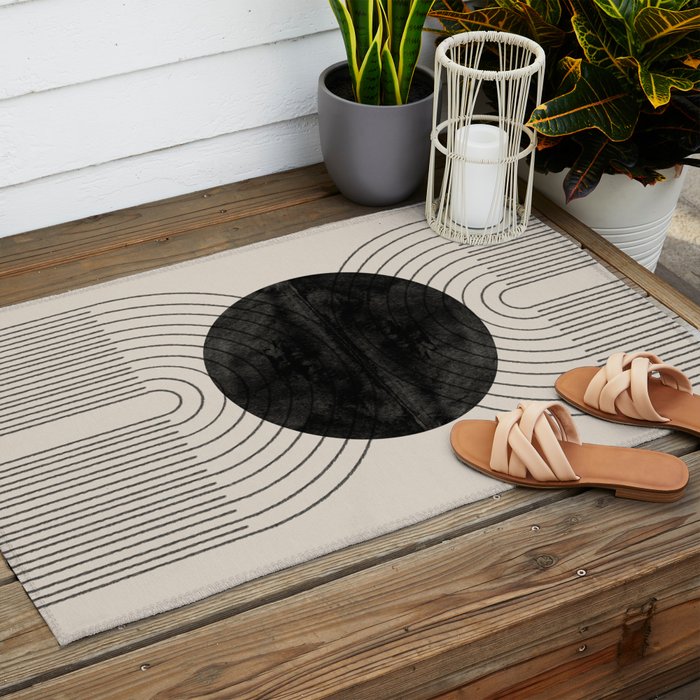 Black Geometric Arch Outdoor Rug Gallery Image 2