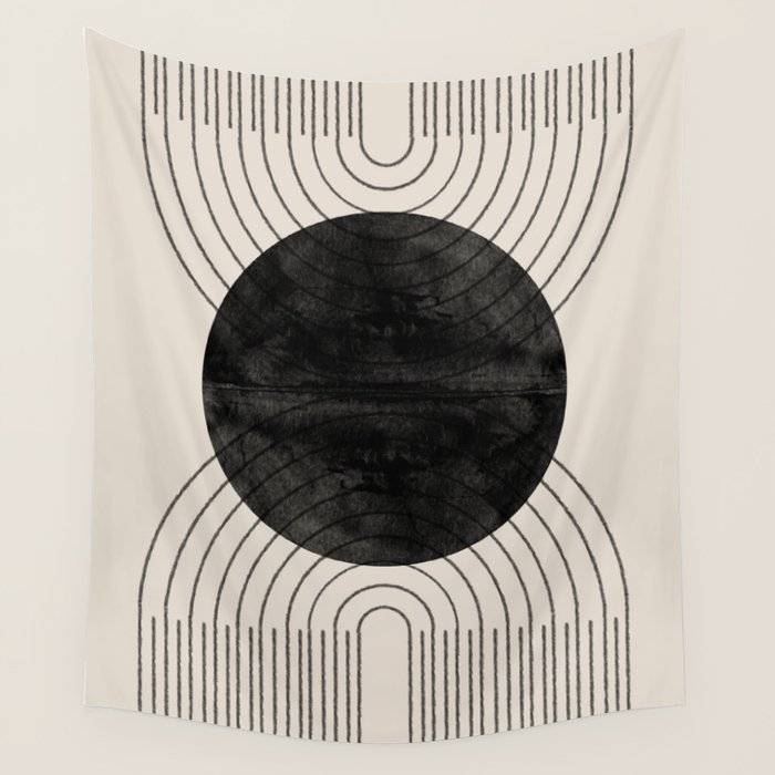 Black Geometric Arch Wall Tapestry Gallery Image 1