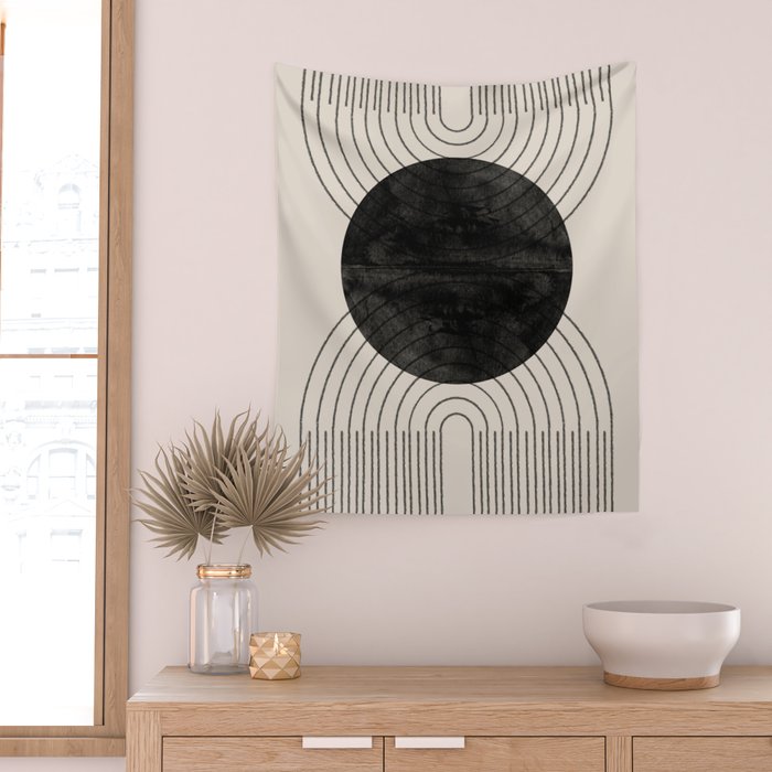 Black Geometric Arch Wall Tapestry Gallery Image 2