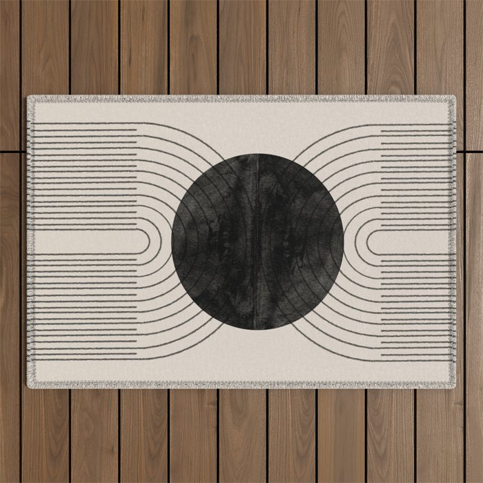 Black Geometric Arch Outdoor Rug Gallery Image 1