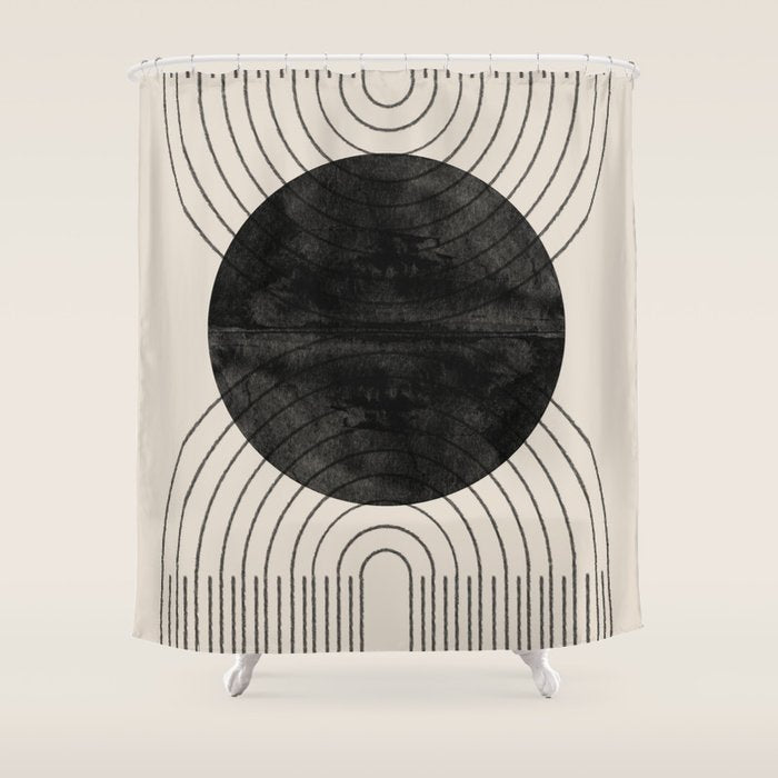 Black Geometric Arch Shower Curtain Gallery Image 1