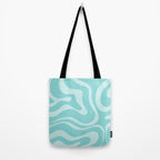 Modern Retro Liquid Swirl Fluid Abstract Pattern in Light Pastel Aqua Turquoise Tote Bag Gallery Image 2