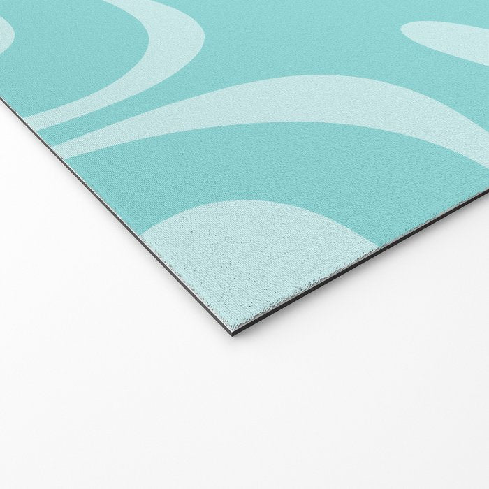 Modern Retro Liquid Swirl Fluid Abstract Pattern in Light Pastel Aqua Turquoise Welcome Mat Gallery Image 2