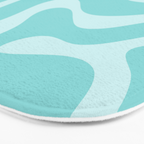 Modern Retro Liquid Swirl Fluid Abstract Pattern in Light Pastel Aqua Turquoise Bath Mat Gallery Image 3