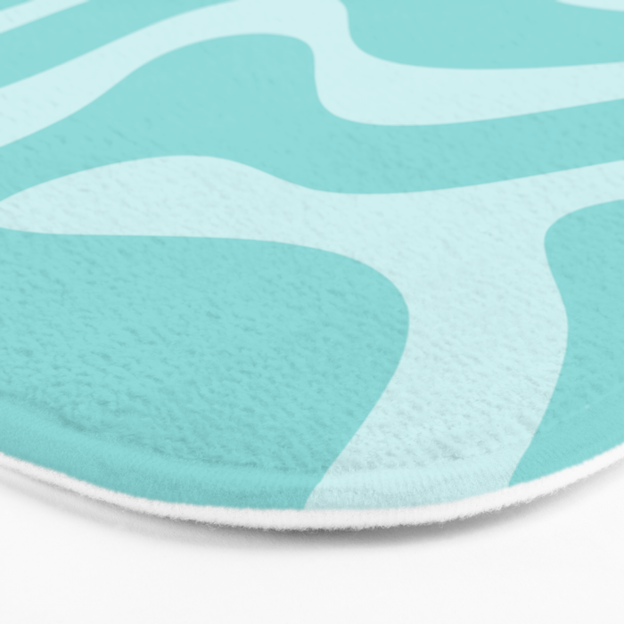 Modern Retro Liquid Swirl Fluid Abstract Pattern in Light Pastel Aqua Turquoise Bath Mat Gallery Image 3