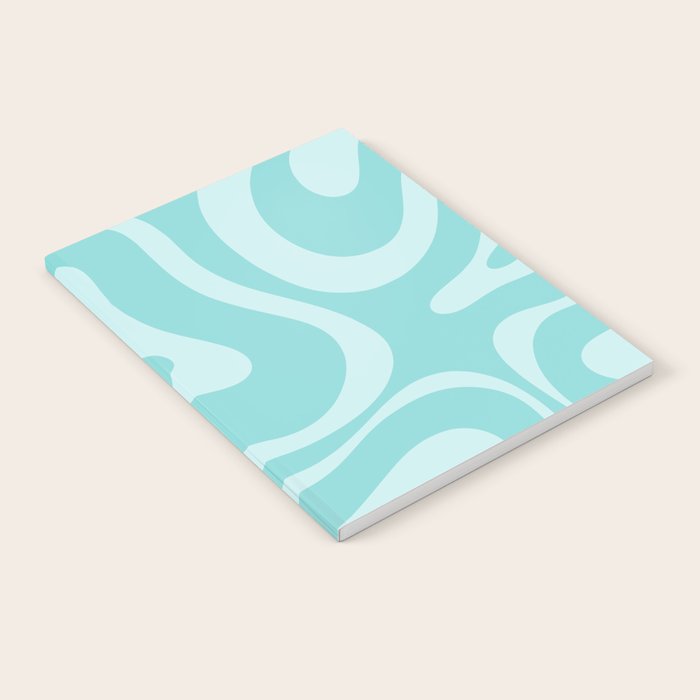 Modern Retro Liquid Swirl Fluid Abstract Pattern in Light Pastel Aqua Turquoise Notebook Gallery Image 2