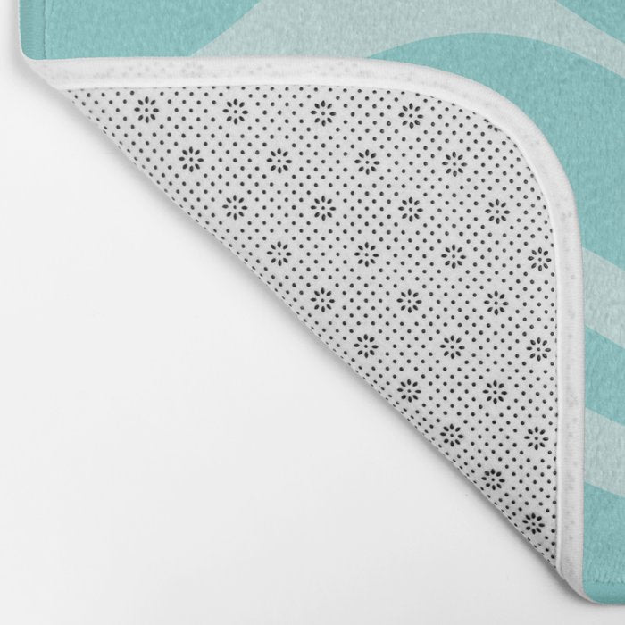 Modern Retro Liquid Swirl Fluid Abstract Pattern in Light Pastel Aqua Turquoise Bath Mat Gallery Image 2
