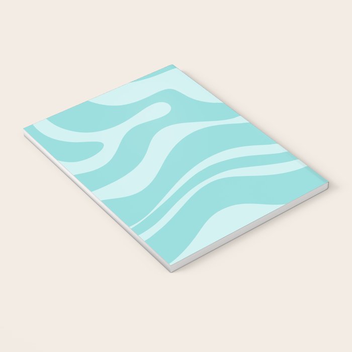 Modern Retro Liquid Swirl Fluid Abstract Pattern in Light Pastel Aqua Turquoise Notebook Gallery Image 3