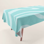 Modern Retro Liquid Swirl Fluid Abstract Pattern in Light Pastel Aqua Turquoise Tablecloth Gallery Image 1