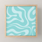 Modern Retro Liquid Swirl Fluid Abstract Pattern in Light Pastel Aqua Turquoise Mini Art Print Gallery Image 1