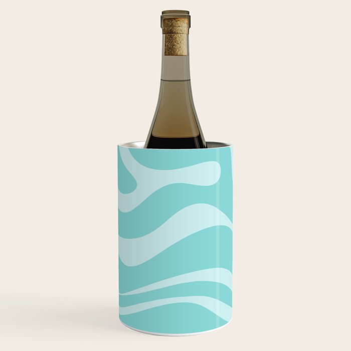 Modern Retro Liquid Swirl Fluid Abstract Pattern in Light Pastel Aqua Turquoise Wine Chiller Gallery Image 2