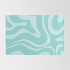 Modern Retro Liquid Swirl Fluid Abstract Pattern in Light Pastel Aqua Turquoise Rug Gallery Image 2