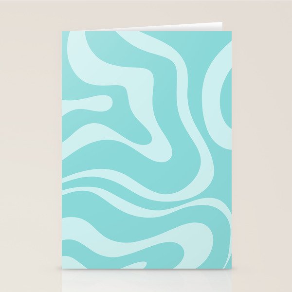 Modern Retro Liquid Swirl Fluid Abstract Pattern in Light Pastel Aqua Turquoise Stationery Card Gallery Image 2