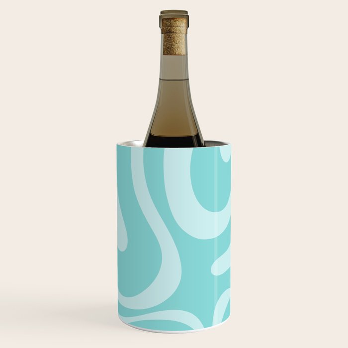 Modern Retro Liquid Swirl Fluid Abstract Pattern in Light Pastel Aqua Turquoise Wine Chiller Gallery Image 3