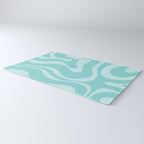 Modern Retro Liquid Swirl Fluid Abstract Pattern in Light Pastel Aqua Turquoise Rug Gallery Image 3