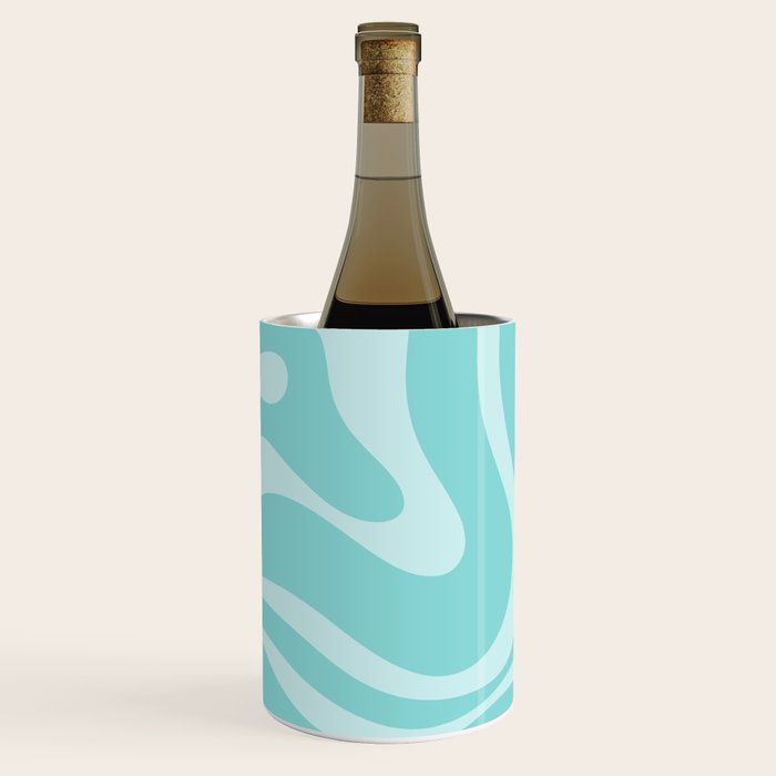 Modern Retro Liquid Swirl Fluid Abstract Pattern in Light Pastel Aqua Turquoise Wine Chiller Gallery Image 1