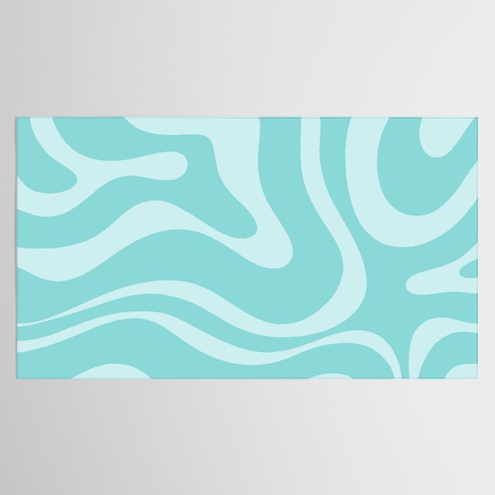 Modern Retro Liquid Swirl Fluid Abstract Pattern in Light Pastel Aqua Turquoise Tablecloth Gallery Image 2