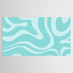 Modern Retro Liquid Swirl Fluid Abstract Pattern in Light Pastel Aqua Turquoise Tablecloth Gallery Image 2