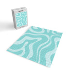 Modern Retro Liquid Swirl Fluid Abstract Pattern in Light Pastel Aqua Turquoise Jigsaw Puzzle Gallery Image 2