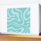 Modern Retro Liquid Swirl Fluid Abstract Pattern in Light Pastel Aqua Turquoise Wall Mural Gallery Image 2