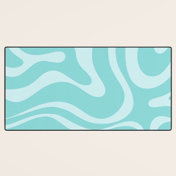 Modern Retro Liquid Swirl Fluid Abstract Pattern in Light Pastel Aqua Turquoise Desk Mat Gallery Image 3