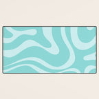 Modern Retro Liquid Swirl Fluid Abstract Pattern in Light Pastel Aqua Turquoise Desk Mat Gallery Image 3