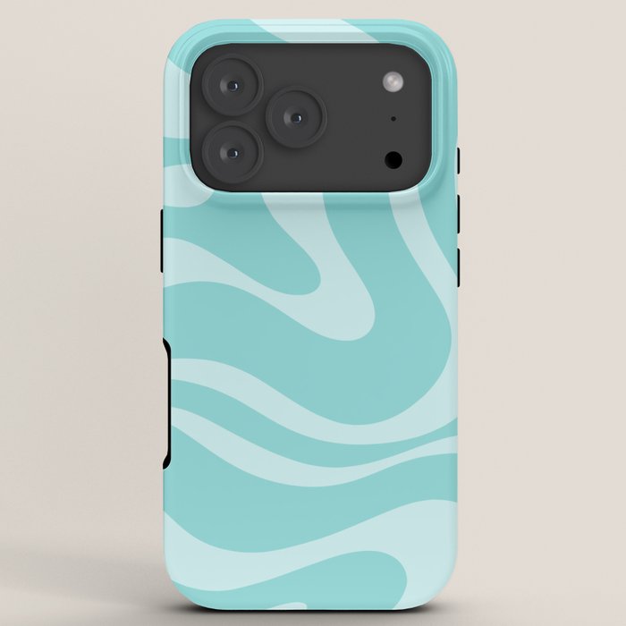 Modern Retro Liquid Swirl Fluid Abstract Pattern in Light Pastel Aqua Turquoise iPhone Case Gallery Image 7