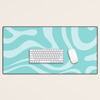 Modern Retro Liquid Swirl Fluid Abstract Pattern in Light Pastel Aqua Turquoise Desk Mat Gallery Image 1