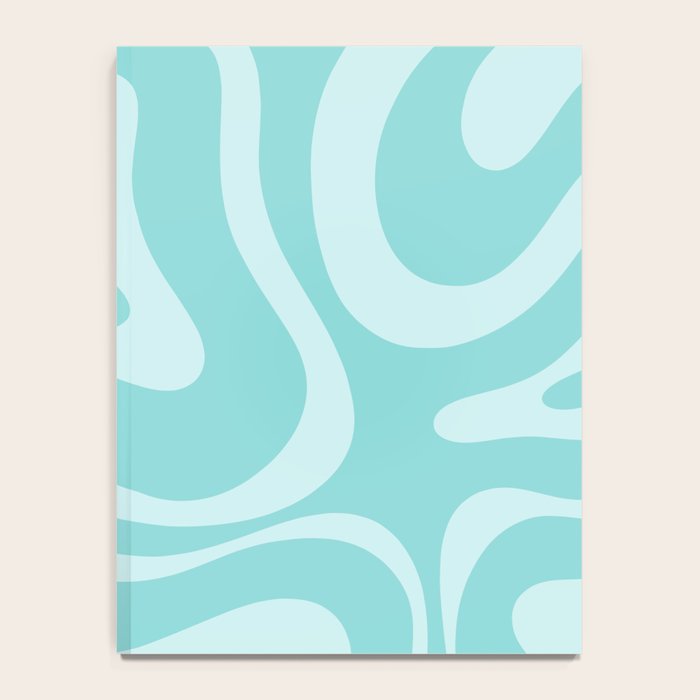Modern Retro Liquid Swirl Fluid Abstract Pattern in Light Pastel Aqua Turquoise Notebook Gallery Image 4