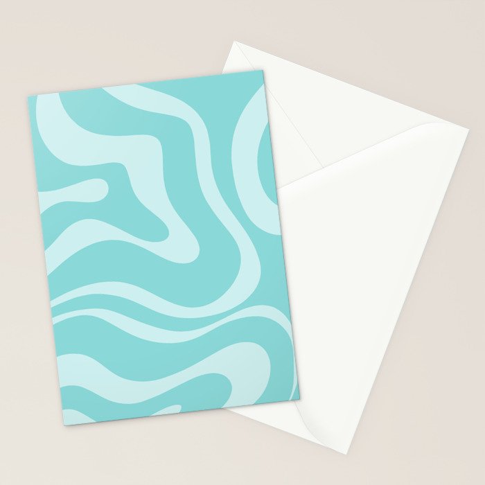 Modern Retro Liquid Swirl Fluid Abstract Pattern in Light Pastel Aqua Turquoise Stationery Card Gallery Image 2