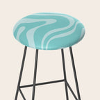 Modern Retro Liquid Swirl Fluid Abstract Pattern in Light Pastel Aqua Turquoise Stool Gallery Image 2