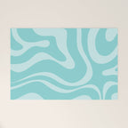 Modern Retro Liquid Swirl Fluid Abstract Pattern in Light Pastel Aqua Turquoise Welcome Mat Gallery Image 1