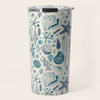 Sea shells on off white Travel Mug Gallery Image 1